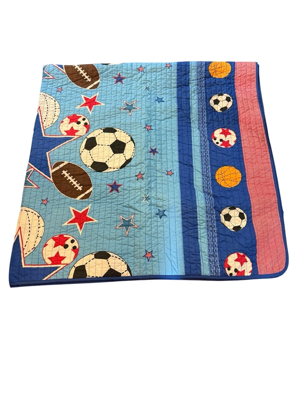 Full Size Sports Themed Quilt Set with Two Pillow Shams